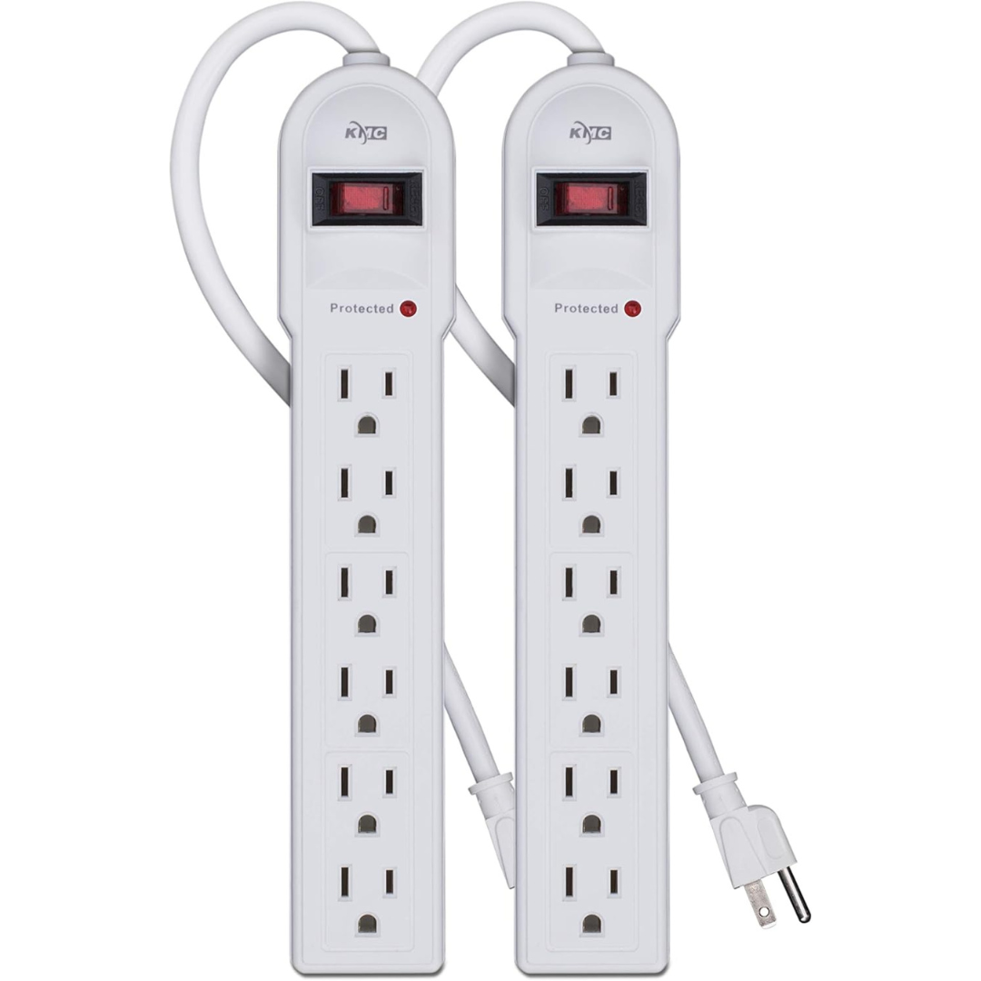 2-Pack KMC 6-Outlet Surge Protector Power Strip