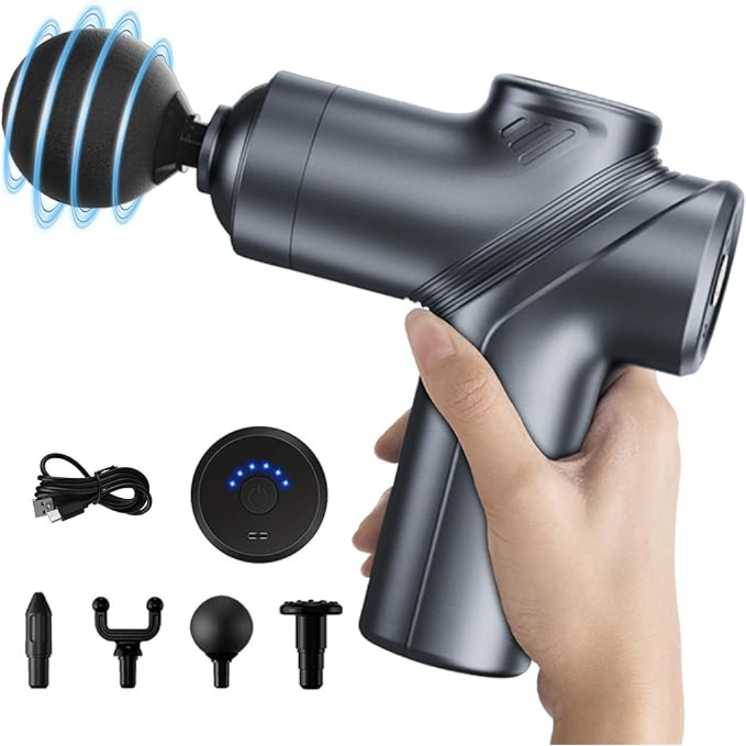 Silent Deep Tissue Massage Gun with 4 Heads