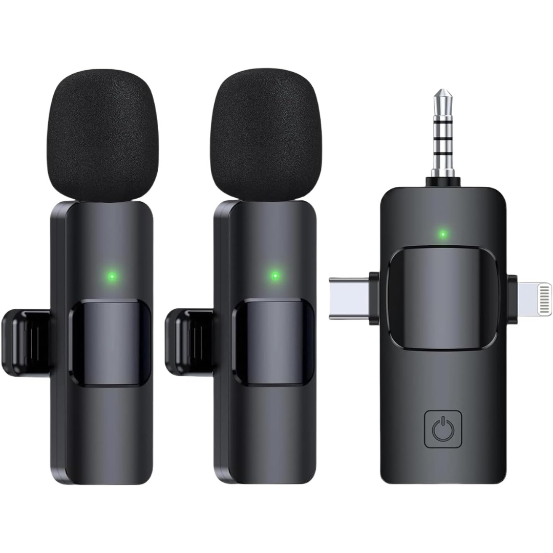 3-in-1 Professional Wireless Lavalier Lapel Cordless Microphone