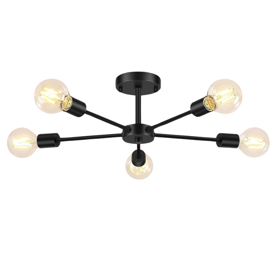 5-Lights Modern Sputnik Semi Flush Mount Ceiling Light