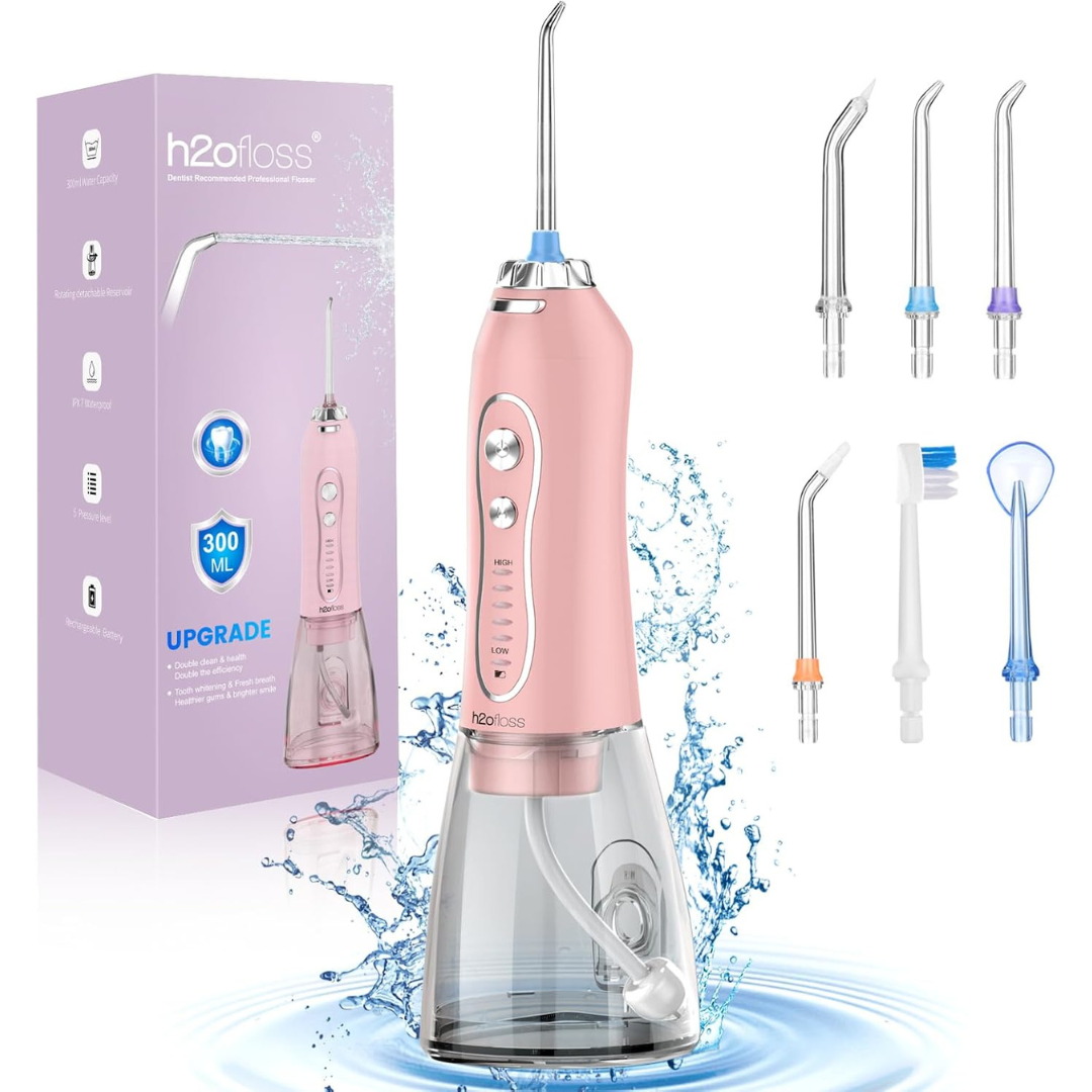 H2ofloss Cordless Rechargeable Water Dental Flosser (Pink)