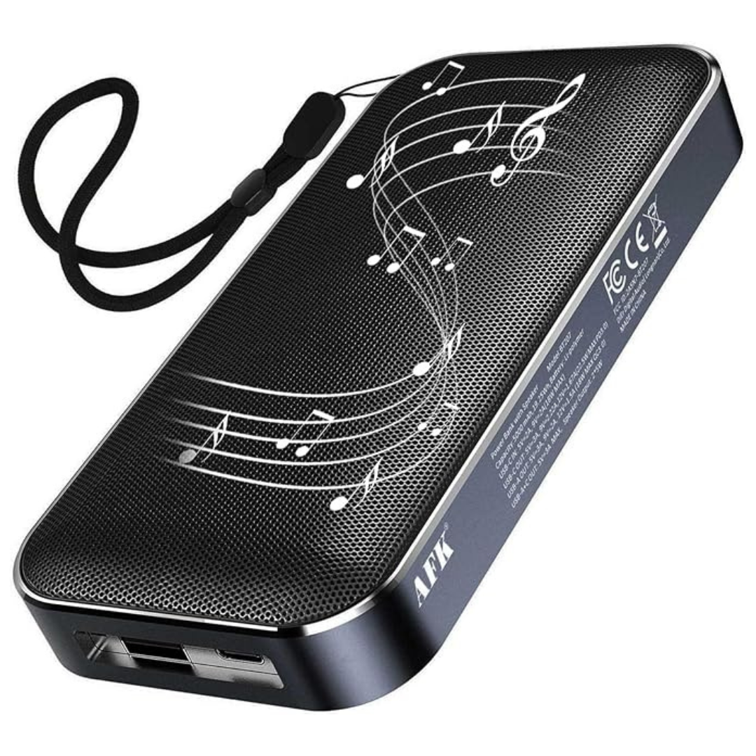 AFK 5000mAh 22.5W Portable Power Bank W/ 2 Ouputs & Bluetooth Speaker