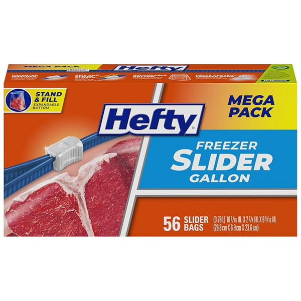 56-Count Hefty Slider Freezer Storage Bags (Gallon Size)