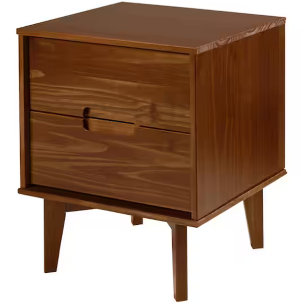 Sloane 2-Drawer Walnut Mid-Century Modern Solid Wood Nightstand