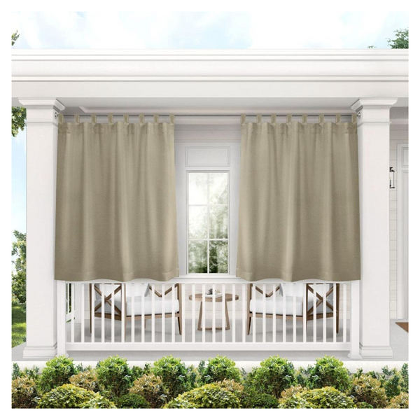 2-Set (144"x54") Solid Cabana Tab Top Curtain Panels Taupe