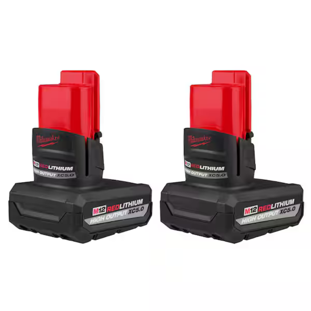 2-Pack Milwaukee M12 12V Lithium-Ion XC High Output 5 Ah Battery