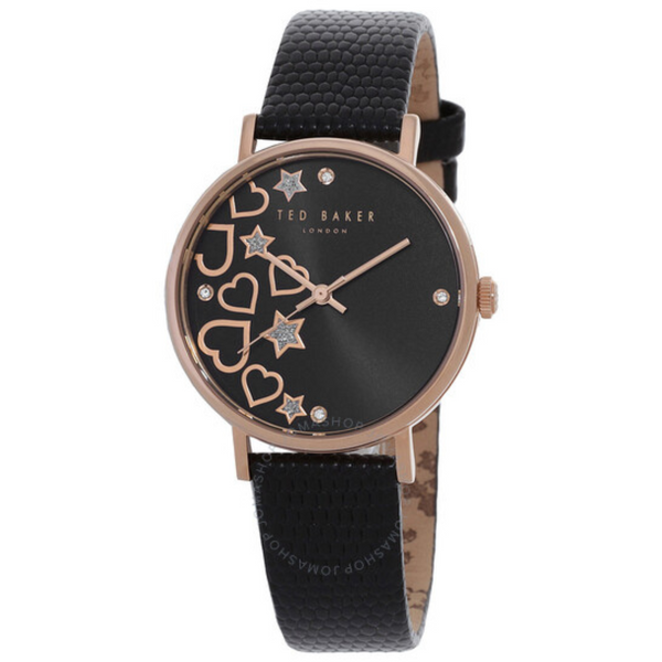 Ted Baker Phylipa Hearts & Stars Quartz Black Dial Watch & Bracelet Set