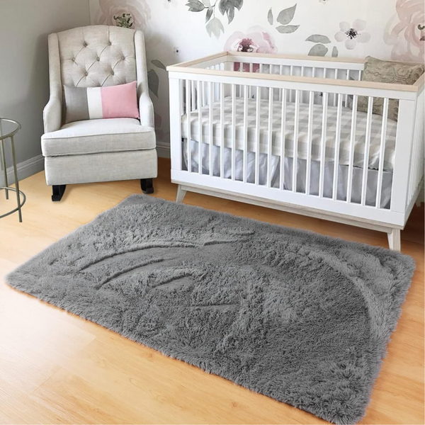 3x5ft Modern Non-Slip Fluffy Grey Rug