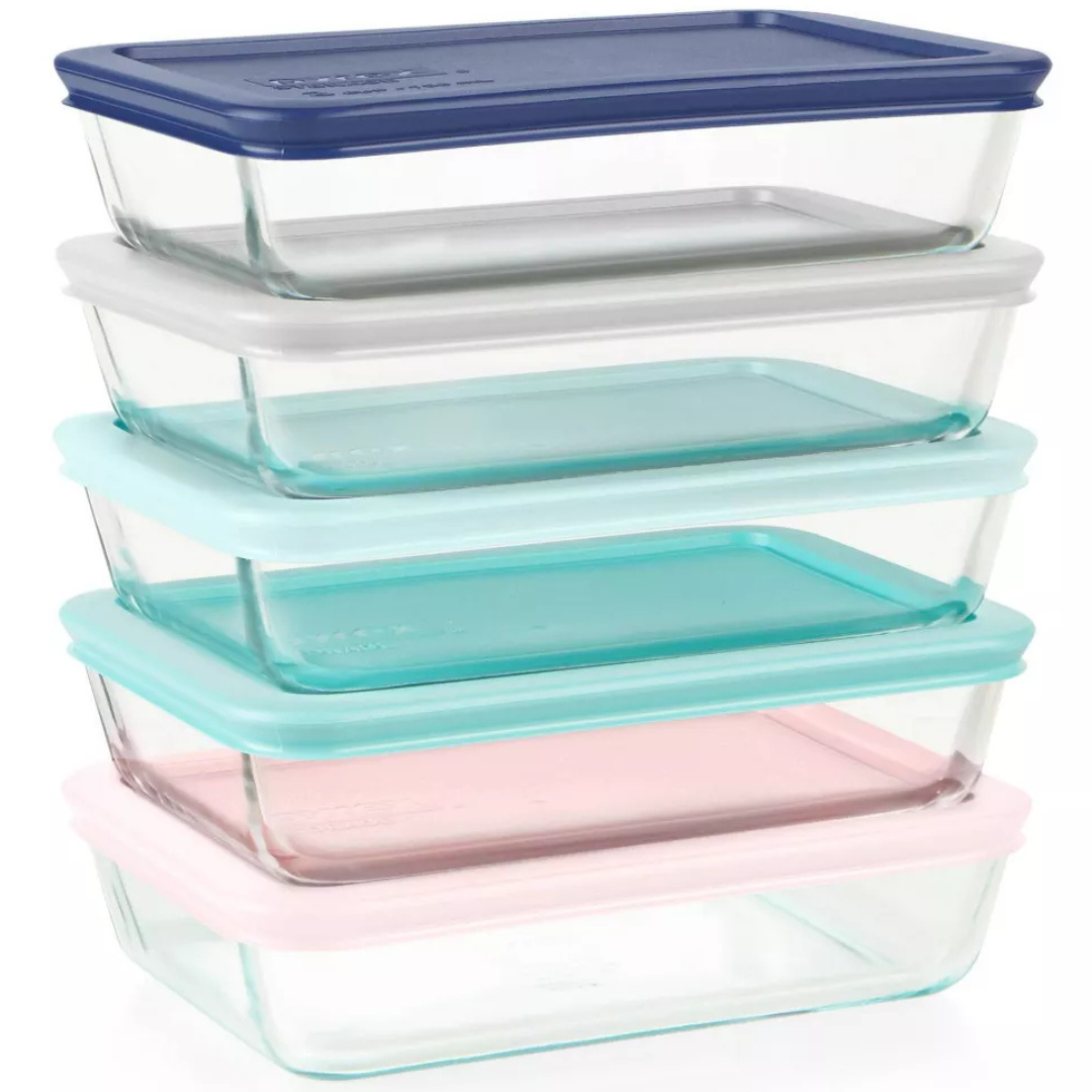 10-Piece Pyrex Clear Glass Food Storage Containers