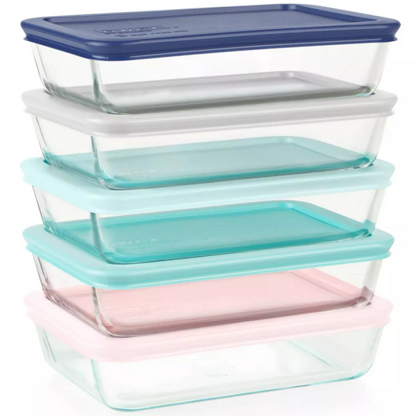 10-Piece Pyrex Clear Glass Food Storage Containers