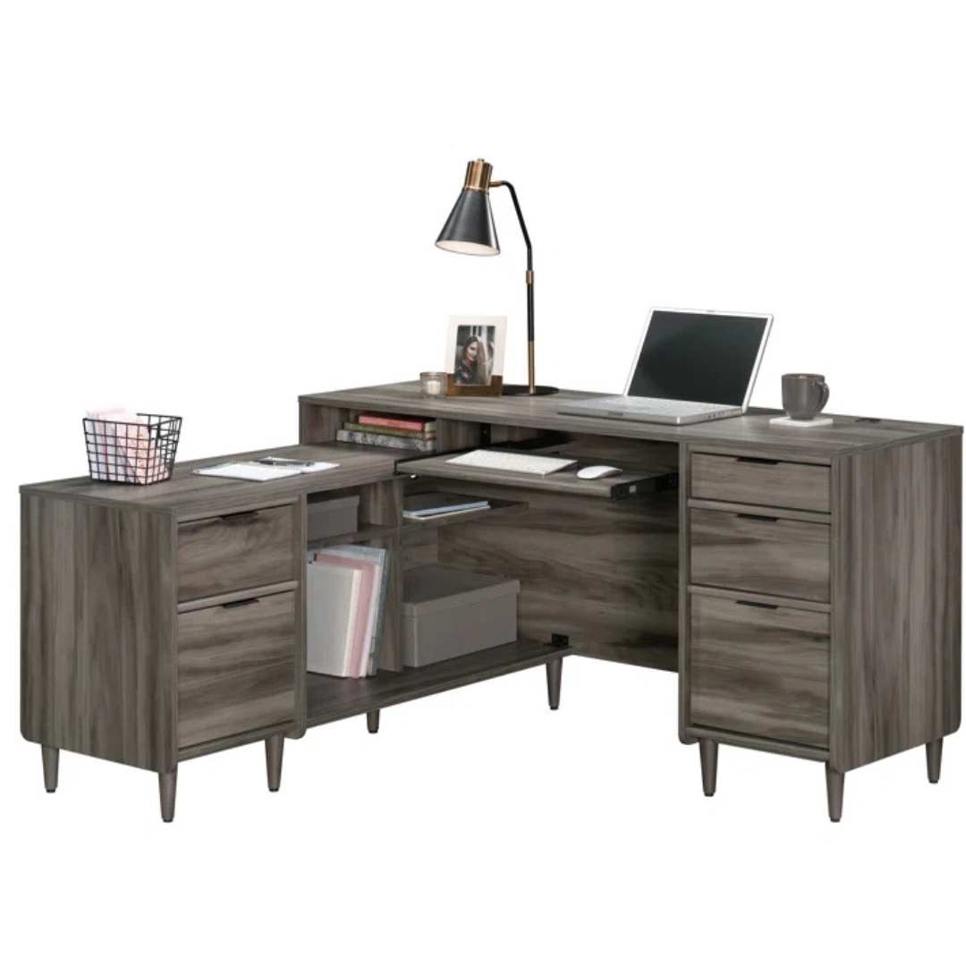 Corrigan Studio Arezo L-Shape Executive Office Desk (Jet Acacia)