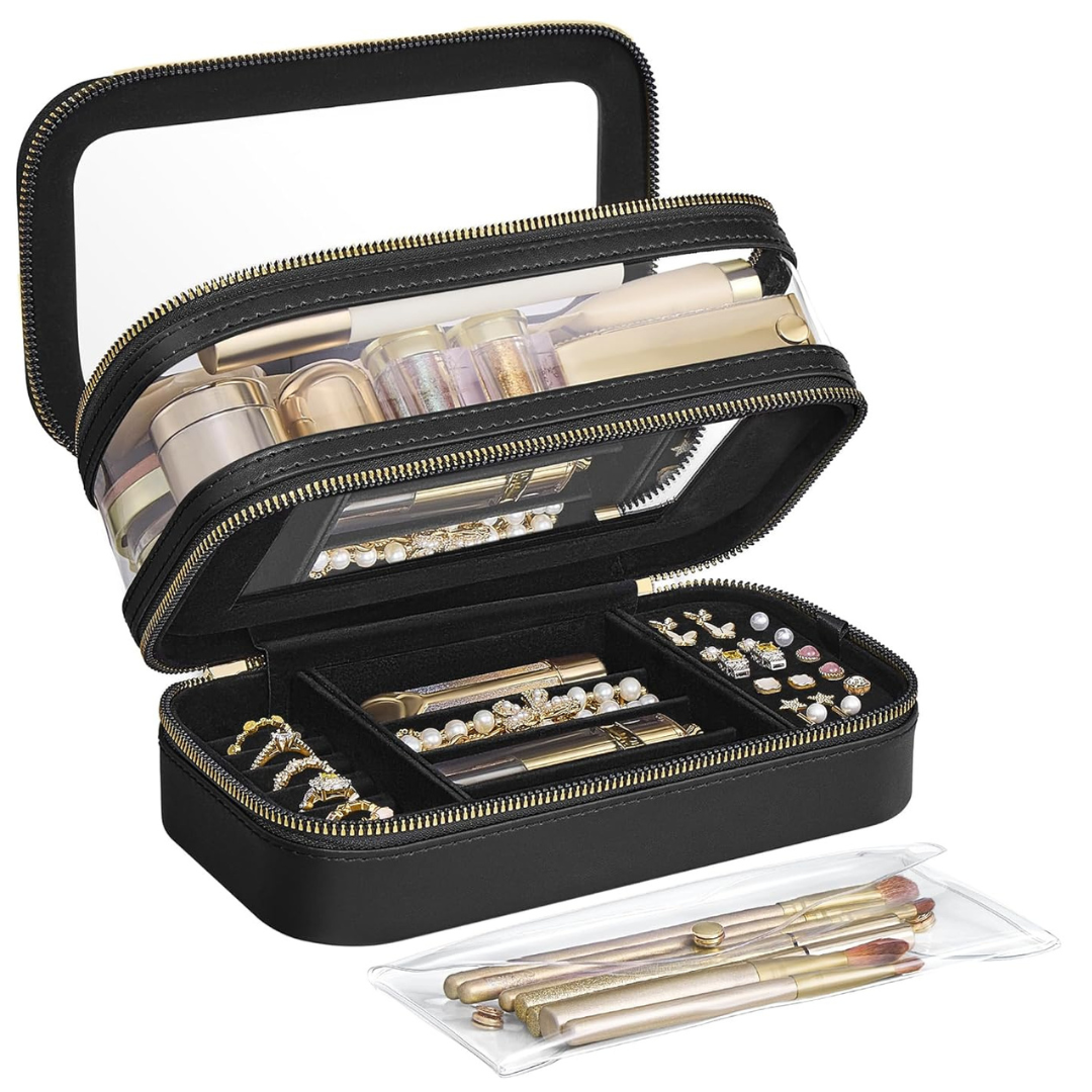 Makeup Bag with Mirror & Jewelry Storage