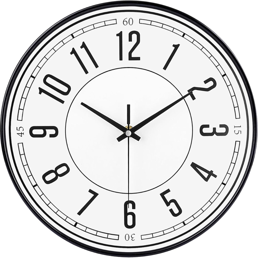 Woophen 12" Quartz Battery Operated Non-Ticking Silent Wall Clock