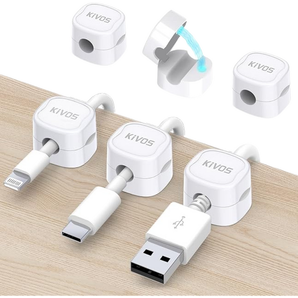 6-Pack Magnetic Management Cord Organizers Adhesive Cable