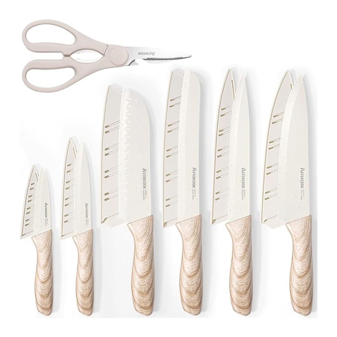 13-Piece Astercook Stainless Steel Chef Knife Sets With Ceramic Coating