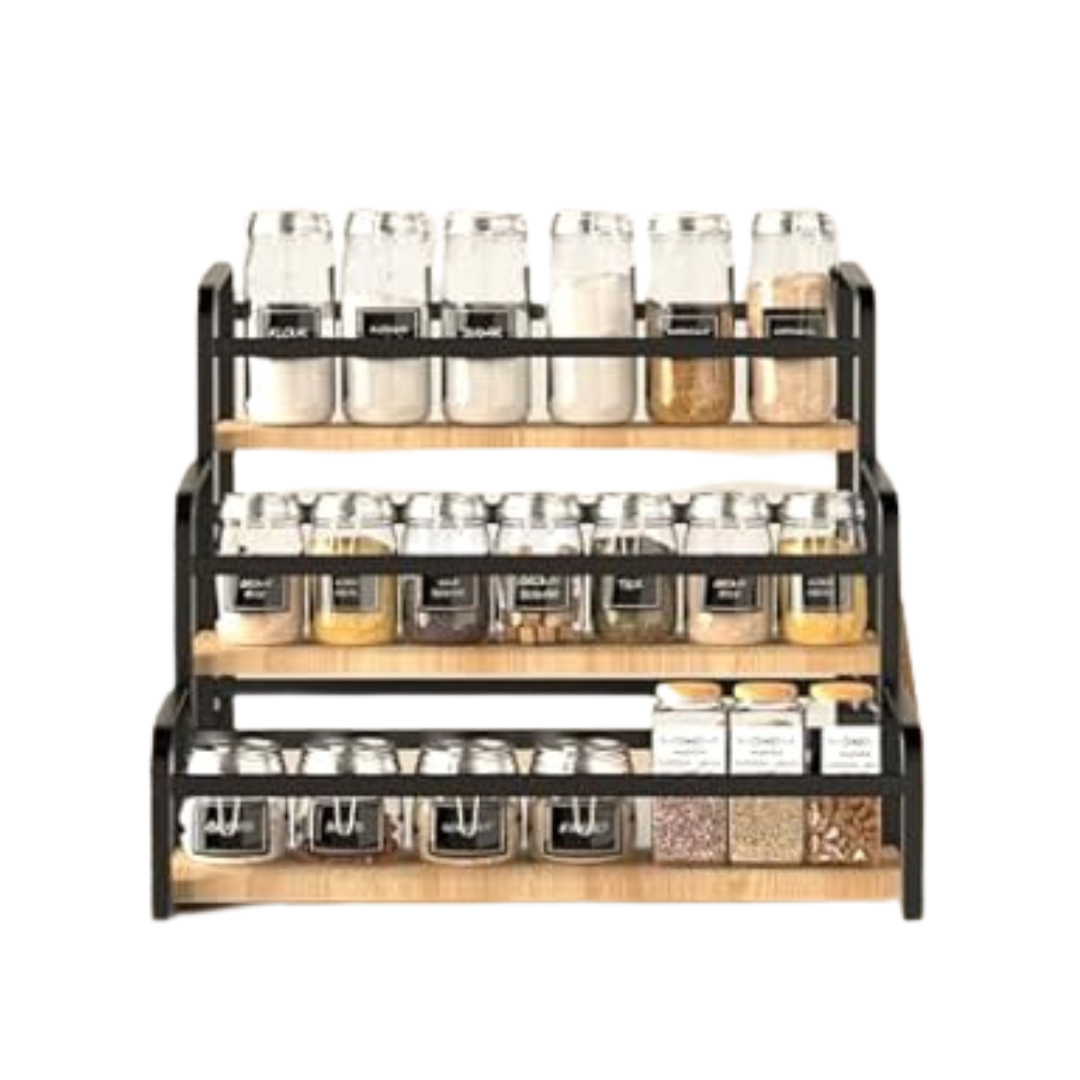 Tisement 3-Tier Countertop Spice Rack Organizer With Magnetic Connection