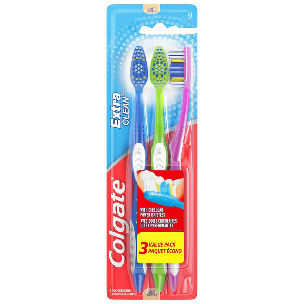 3-Count Colgate Extra Clean Toothbrush