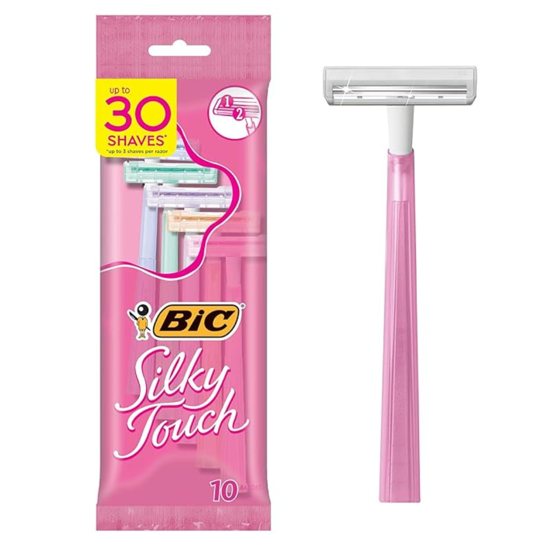 BIC Silky Touch Women’s Disposable Razors, With 2 Blades (10 Count)