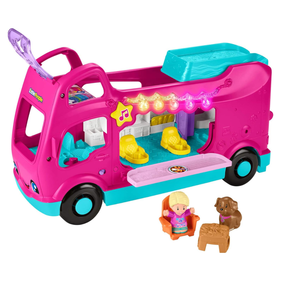 Fisher-Price Little People Toddler Toy Barbie Little Dreamcamper RV Playset With Music & Lights