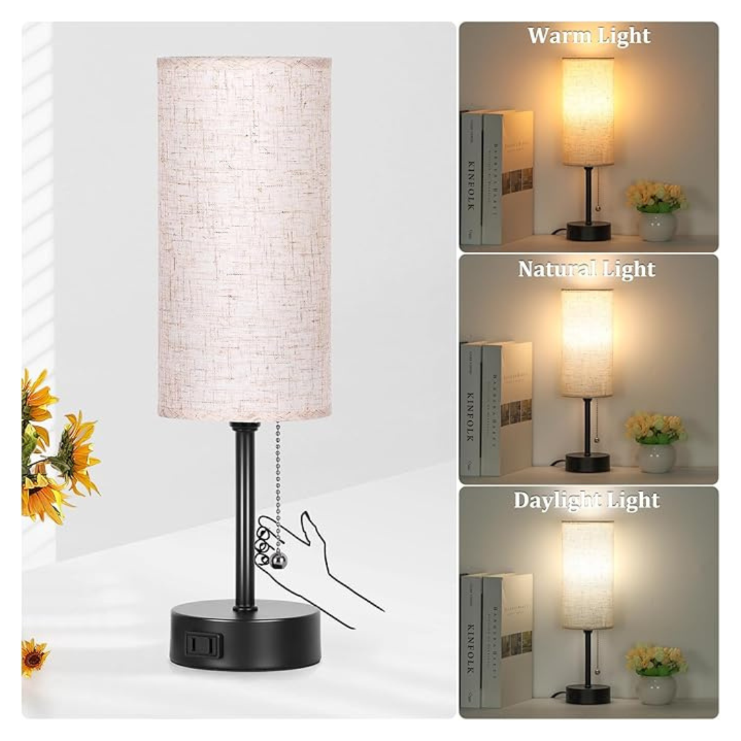 Dott Arts 15" 3-Color Bedside Lamps With Pull Chain