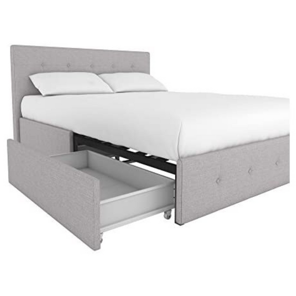 DHP Rose Upholstered Platform Underbed Storage Drawers Queen Bed