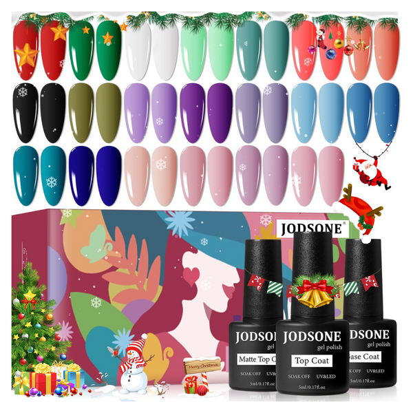 23-Piece Glossy And Matte Multicolored Gel Nail Polish Set