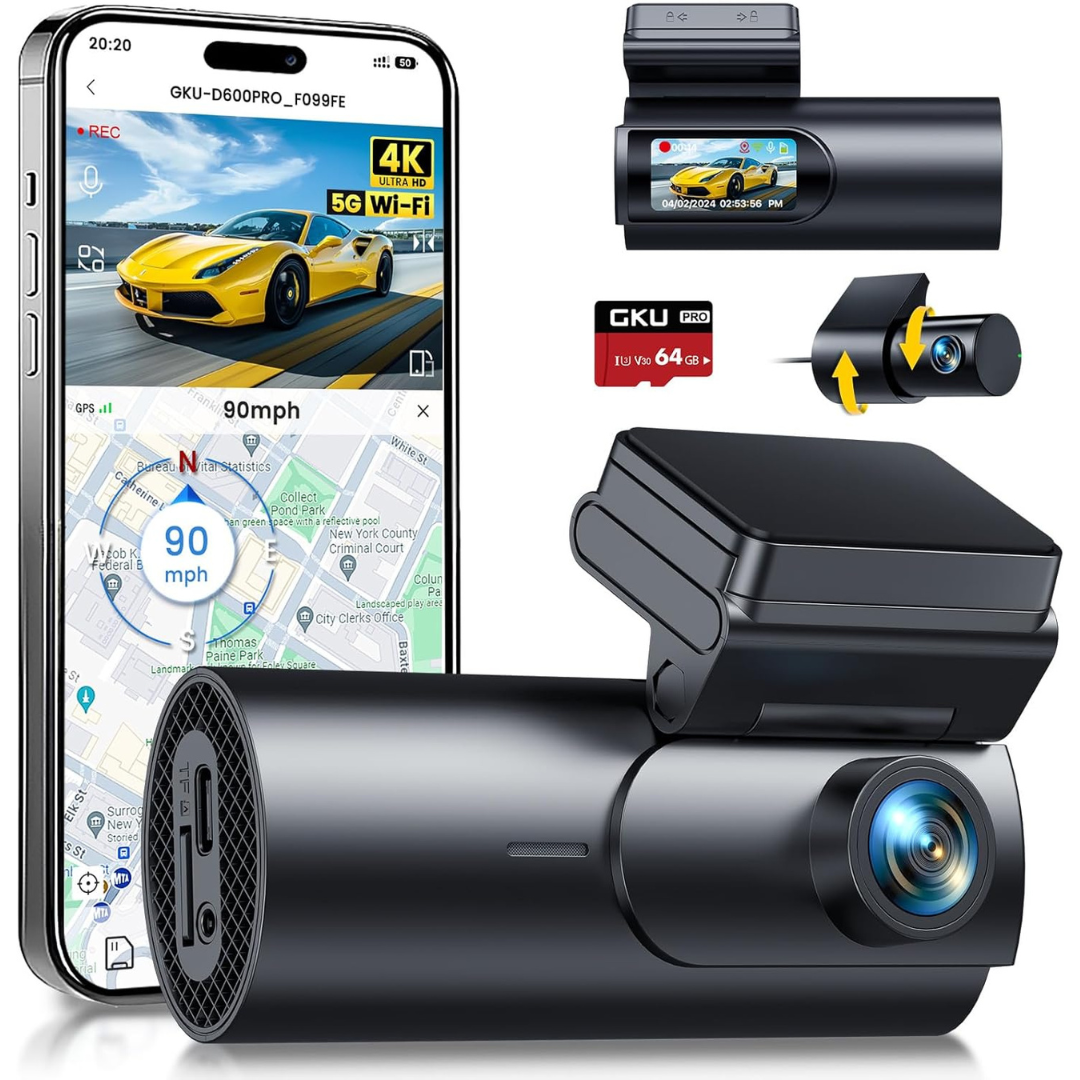 4K+1080P 5.8GHz WiFi & GPS Dash Camera