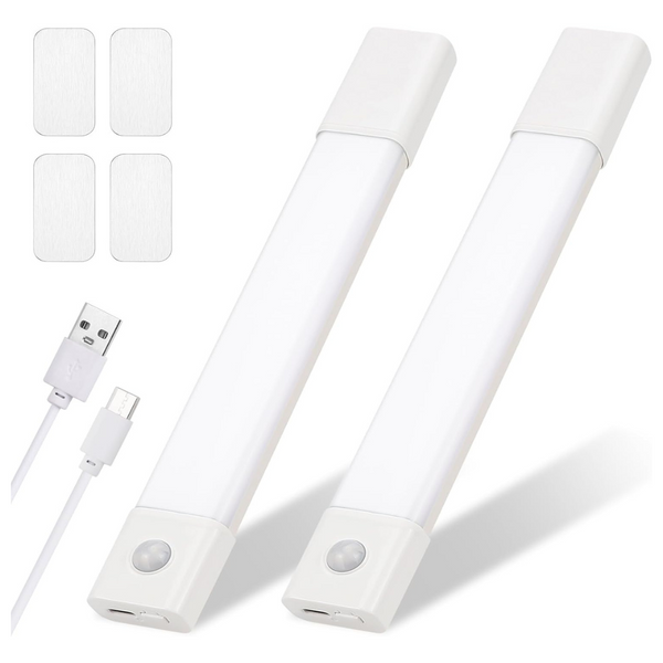 2-Pack USB Rechargeable Motion Sensor Under Cabinet LED Light