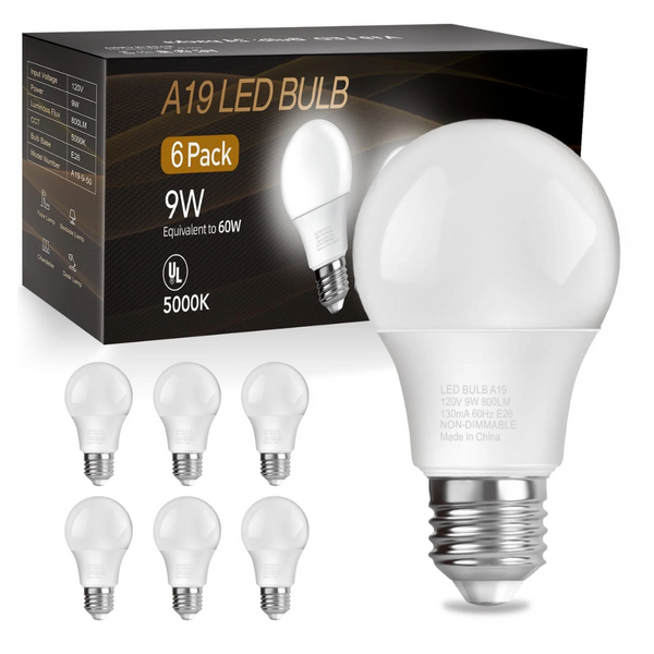 6-Pack 60W Equivalent A19 LED Light Bulb