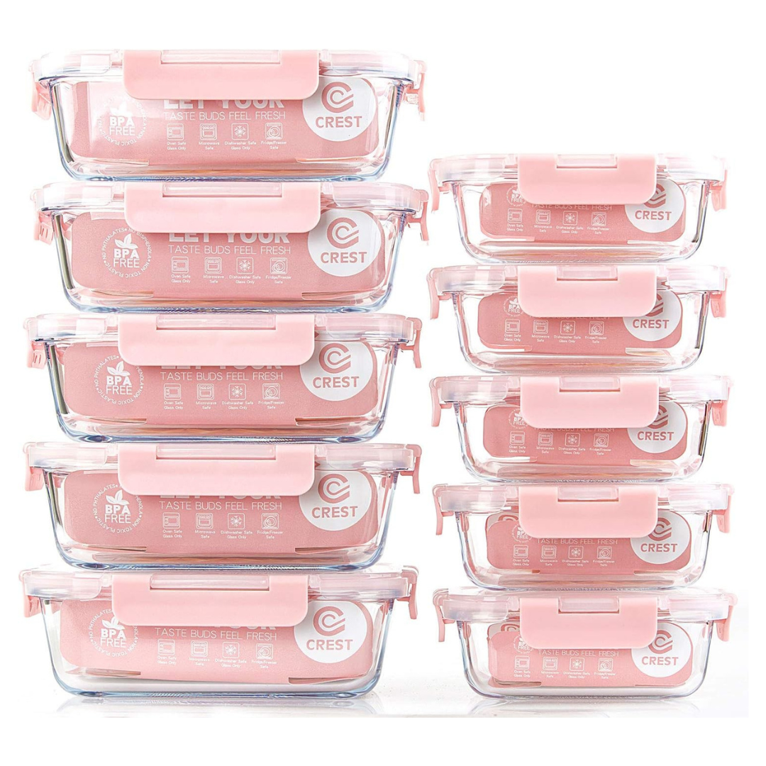 10-Pack Glass Food Storage Containers With Lids