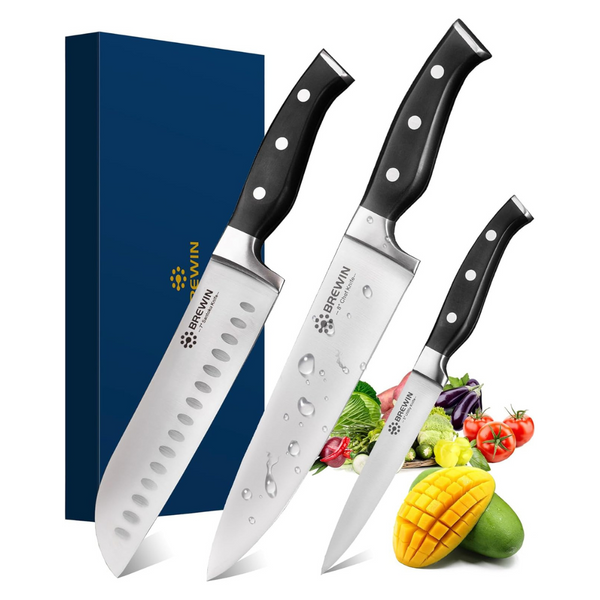 3-Piece Brewin Professional High Carbon Stainless Steel Chef Knife Set