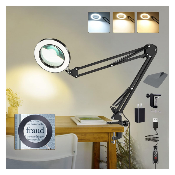 Vuejic 10X Lighted Magnifying Glass Lamp