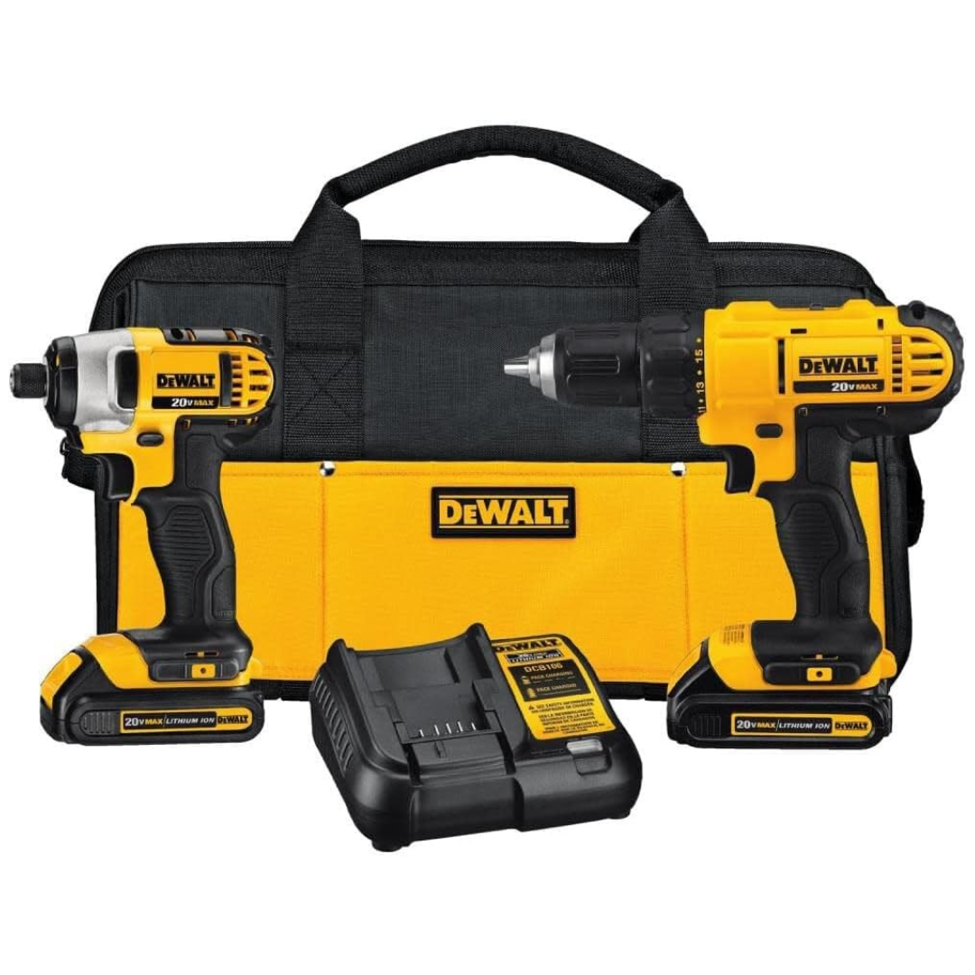 Dewalt 20V Cordless Drill and Impact Driver w/ 2 Batteries & Charger