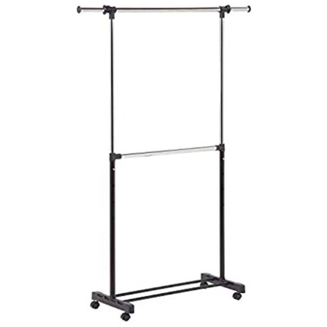 Honey-Can-Do 30 lbs Adjustable Rolling Metal Double Clothes Rack