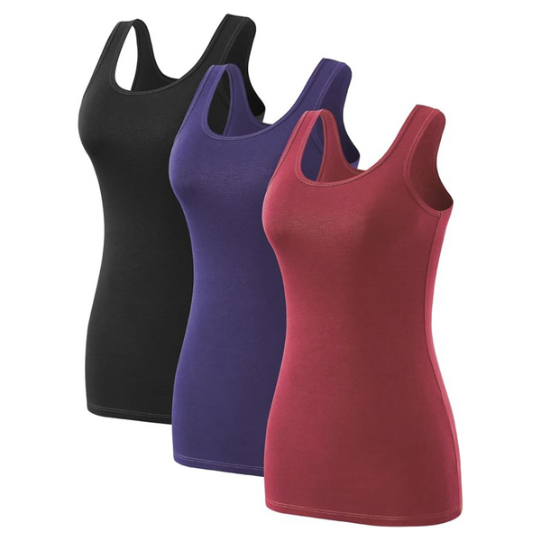 3-Pack Women's Cotton Sleeveless Layering Tank Tops