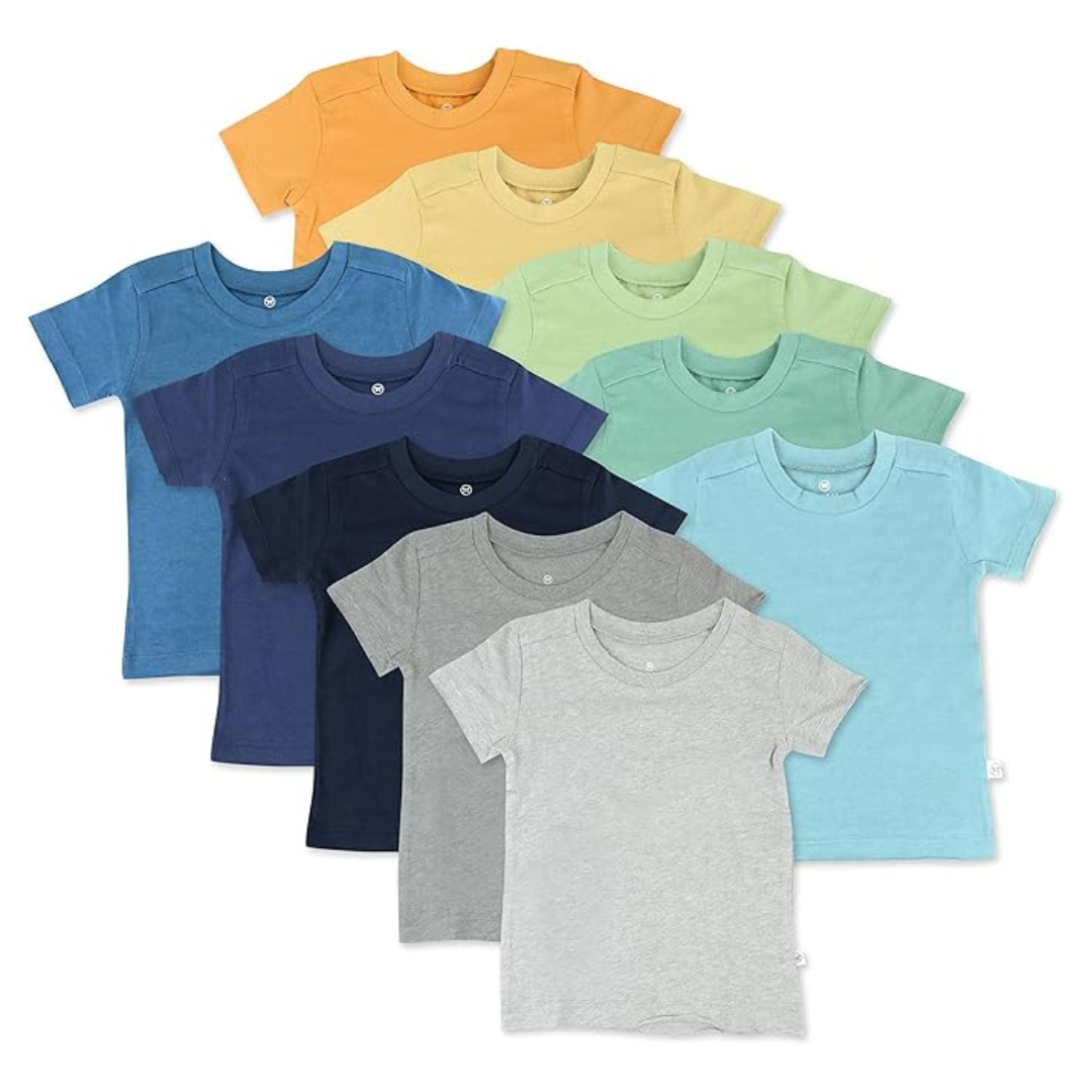 10-Pack HonestBaby Unisex Kids Organic Cotton Short Sleeve T-Shirts