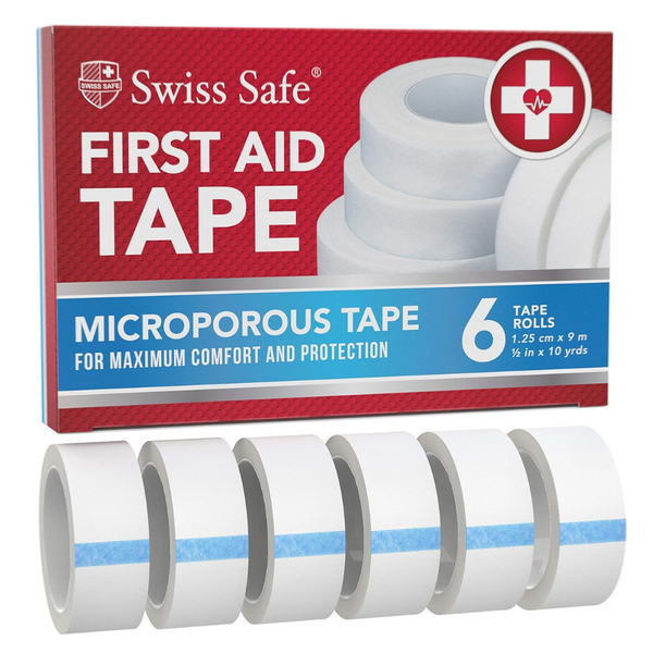 6-Pack Swiss Safe Self Adhesive First Aid Paper Tapes (I5/8"W 10 Yards L)