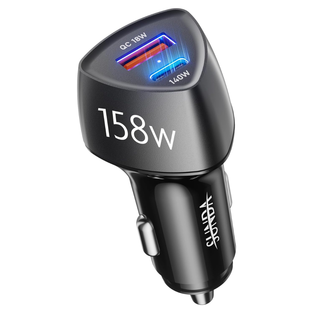 158W 2-Ports USB Type-C Car Charger Adapter