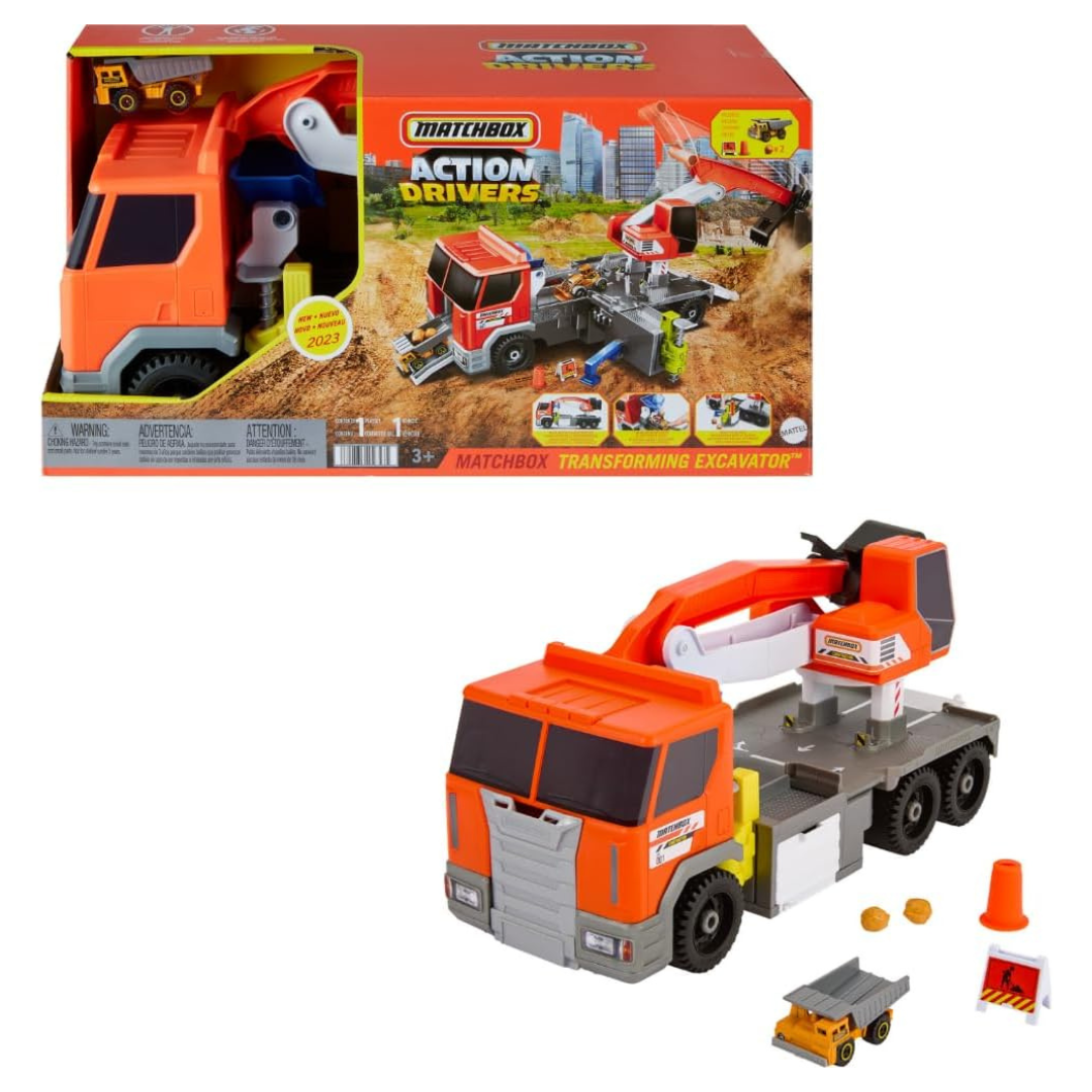 Matchbox Action Drivers Transforming Excavator Large-Scale Truck & Playset