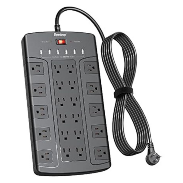 Superdanny Surge Power 6.5ft Extension Cord With 22 Outlets & 6 USB Port