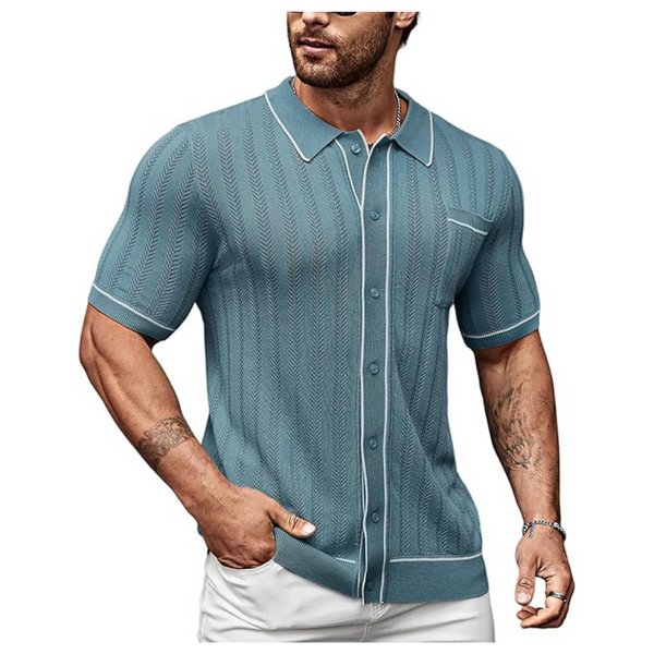 Men's Lightweight Short Sleeve Hollow Out Beach Shirt