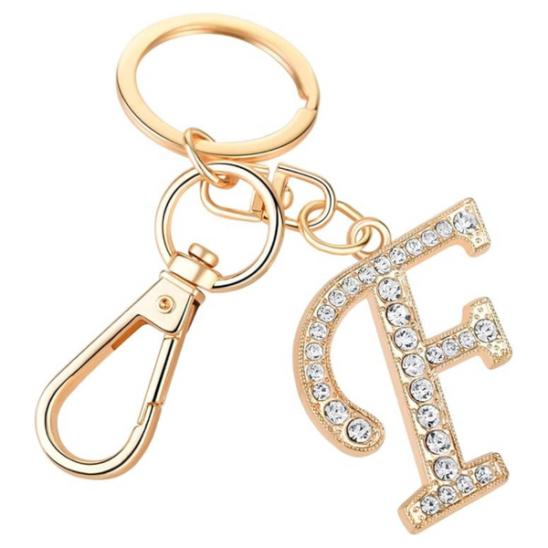 Crystal Alphabet Initial Letter Pendant With Key Ring