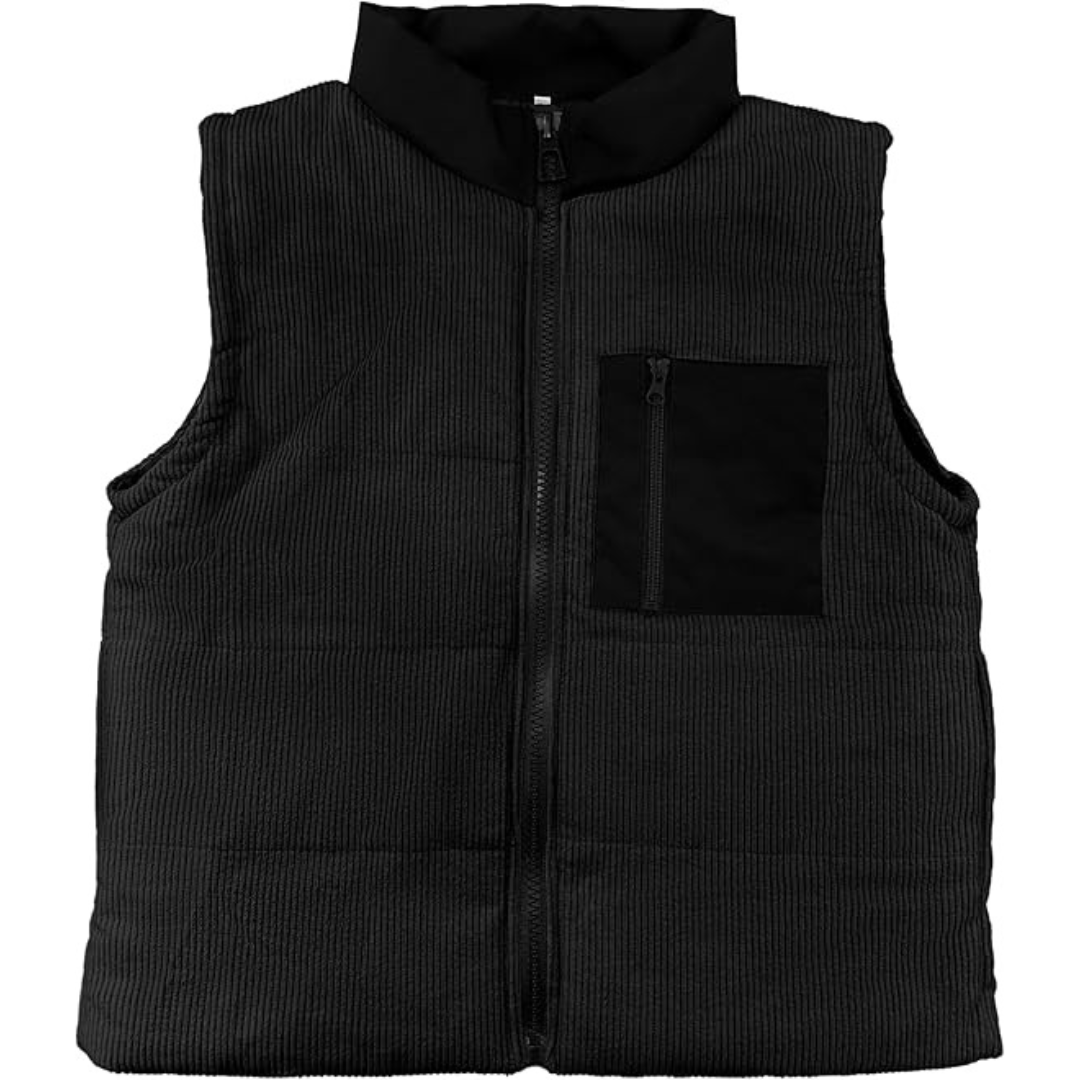 Women's Corduroy Cropped Stand Collar Puffer Vest (Various)