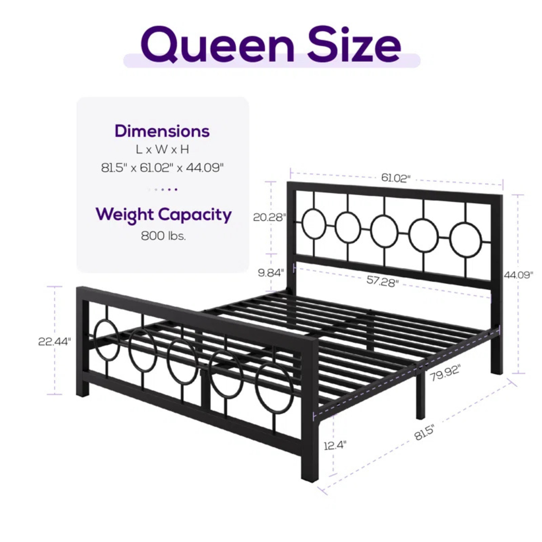 Wade Logan Queen Bloneva Metal Open-Frame Bed