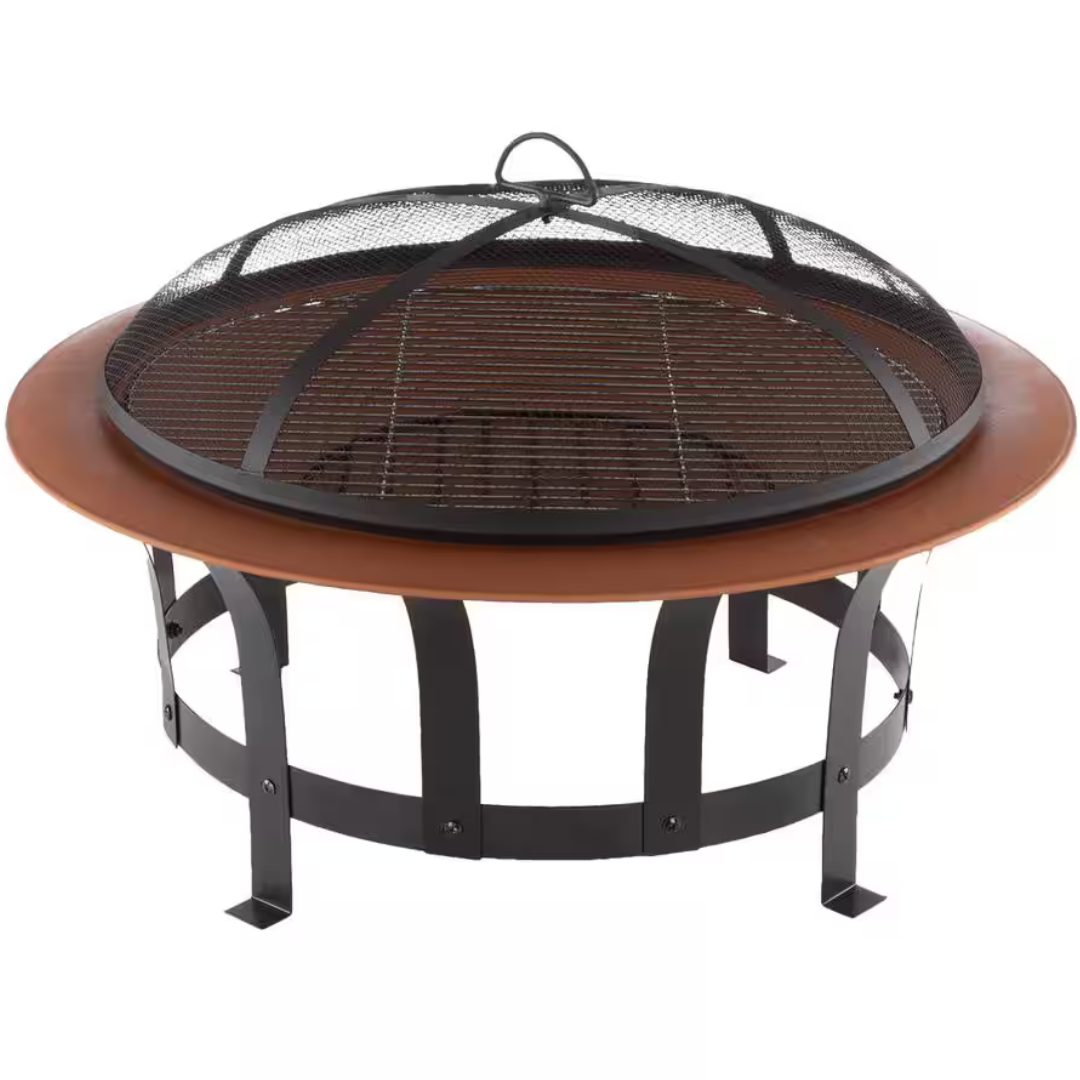 Pure Garden 30" W x 20" H Round Steel Wood Burning Outdoor Deep Fire Pit