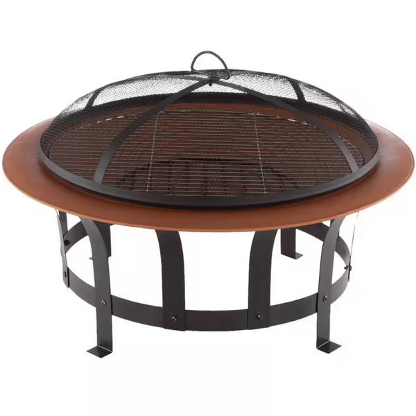 Pure Garden 30" W x 20" H Round Steel Wood Burning Outdoor Deep Fire Pit