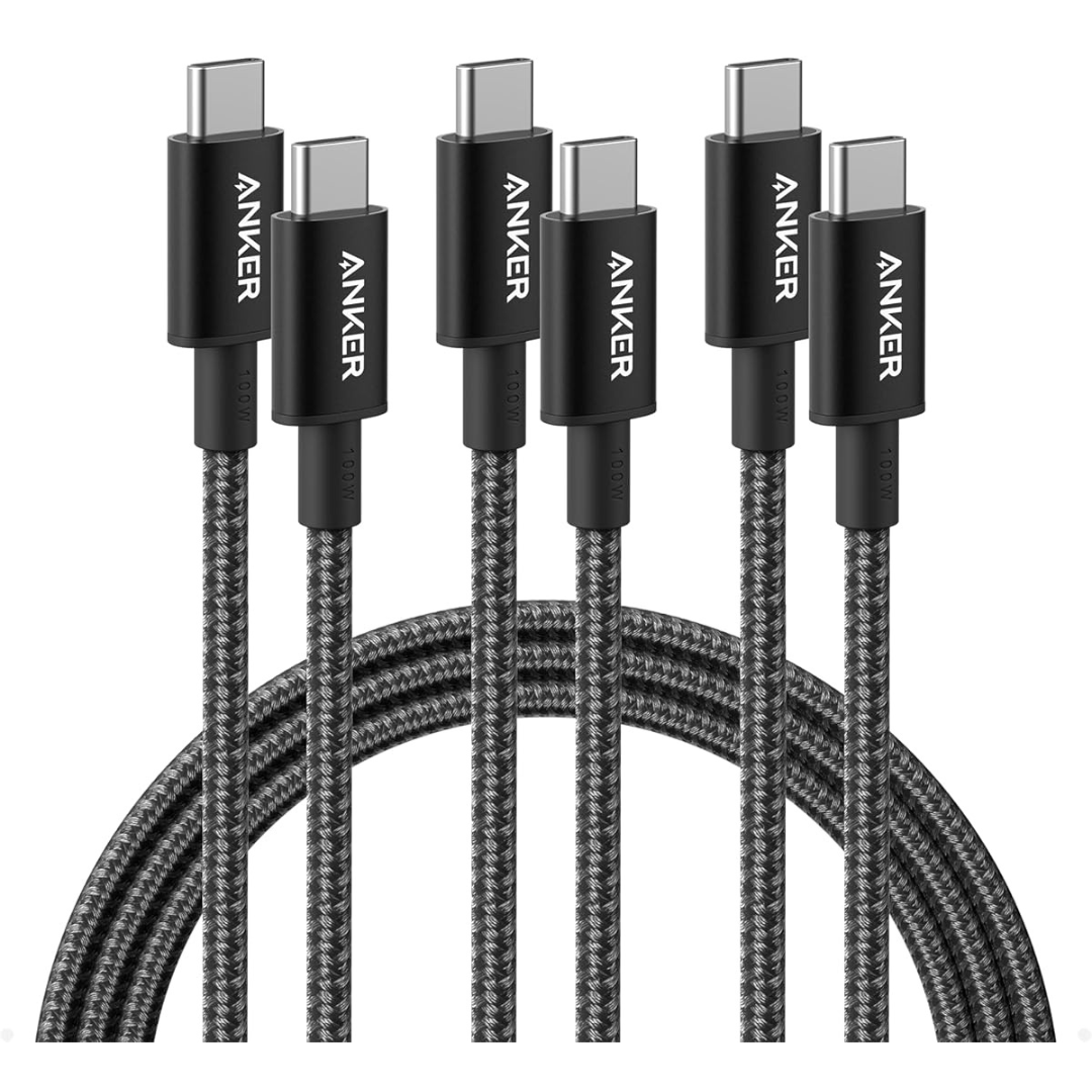 5-Pack Anker 6ft 100W USB-C Charger Cable