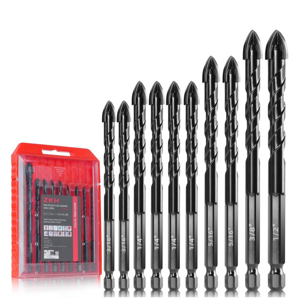 10-Piece ZKH 3/16" to 1/2" Masonry Drill Bit Set