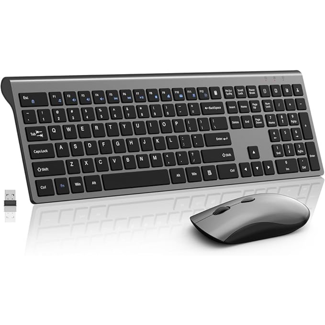 Silent Full-Size Computer Wireless 2400 DPI Mouse & Keyboard Combo