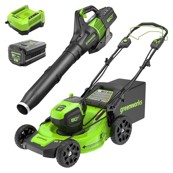 Greenworks 80V 21" Brushless Cordless Electric Lawn Mower Bundle